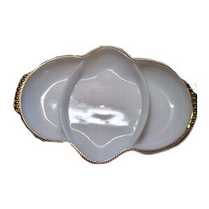 Vintage Fire King Gilded Divided Dish- Gold Studded